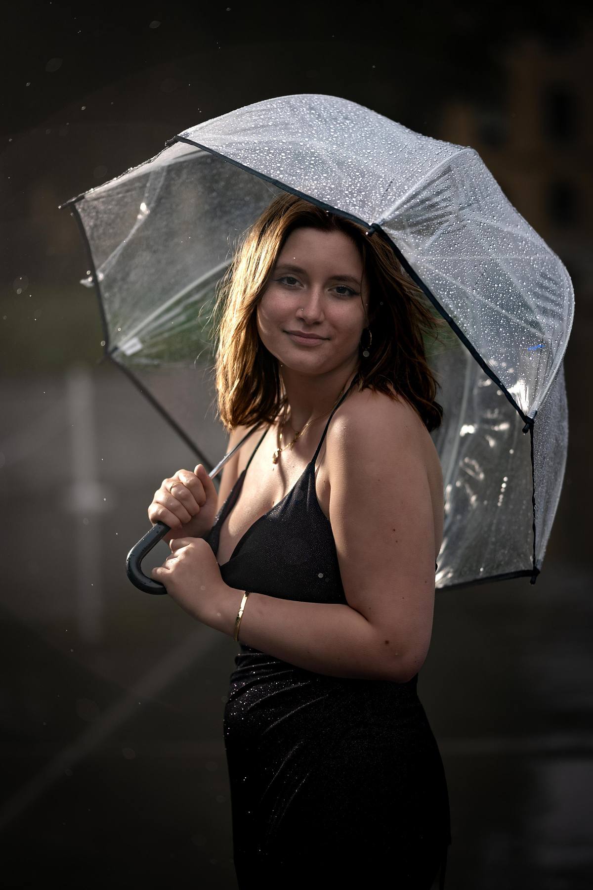 Formal Portrait in the rain at Alberta Legislative Grounds