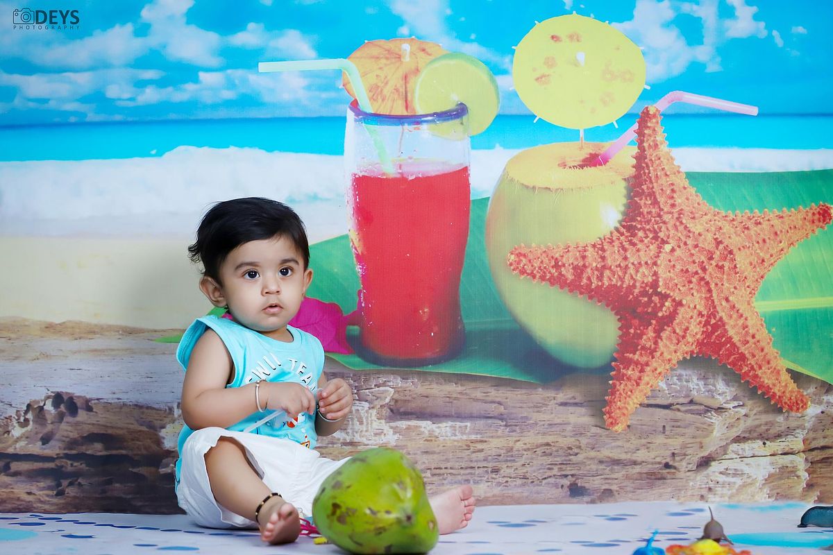 Photoshoot 1st birthday indoor in Gurgaon beach theme