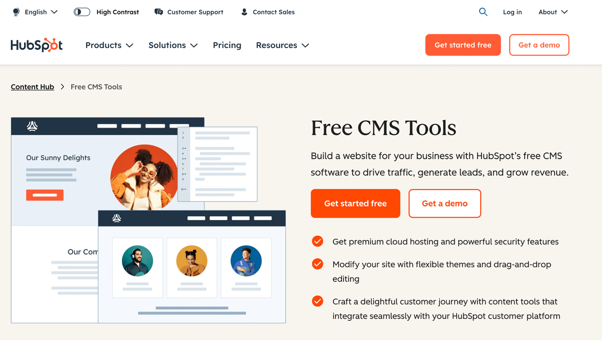 Скриншот HubSpot CMS