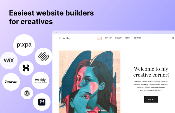 Infografik mit den einfachsten Website-Buildern für Kreative