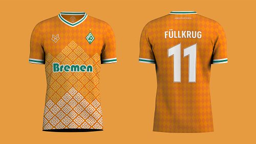 Front and back views of Werder Bremen away shirt concept displayed side by side.