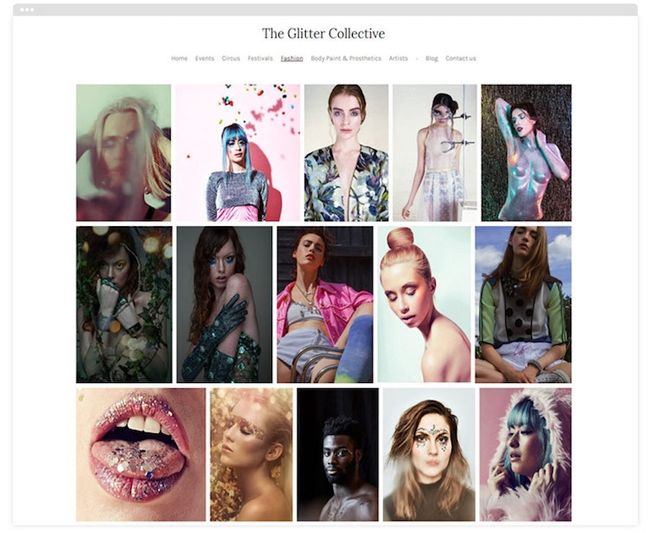 Site portfolio d'artistes maquilleurs The Glitter Collective