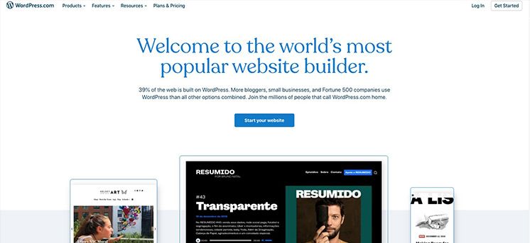 Plataforma de creación de sitios web wordpress