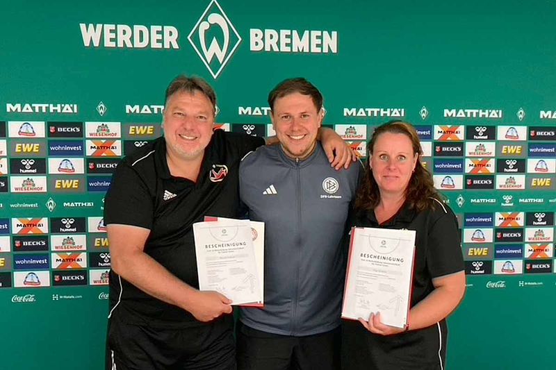 Fortbildung zum Inklusionsfußball: Inga und Marcel im Weserstadion