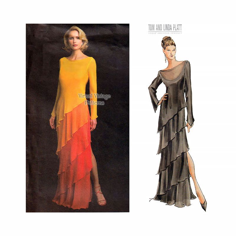 Tiered Formal Dress Pattern, Vogue V2799, 18-22