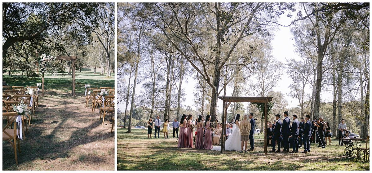 wedding ceremony setup at She Oak Grove, Centennial Park