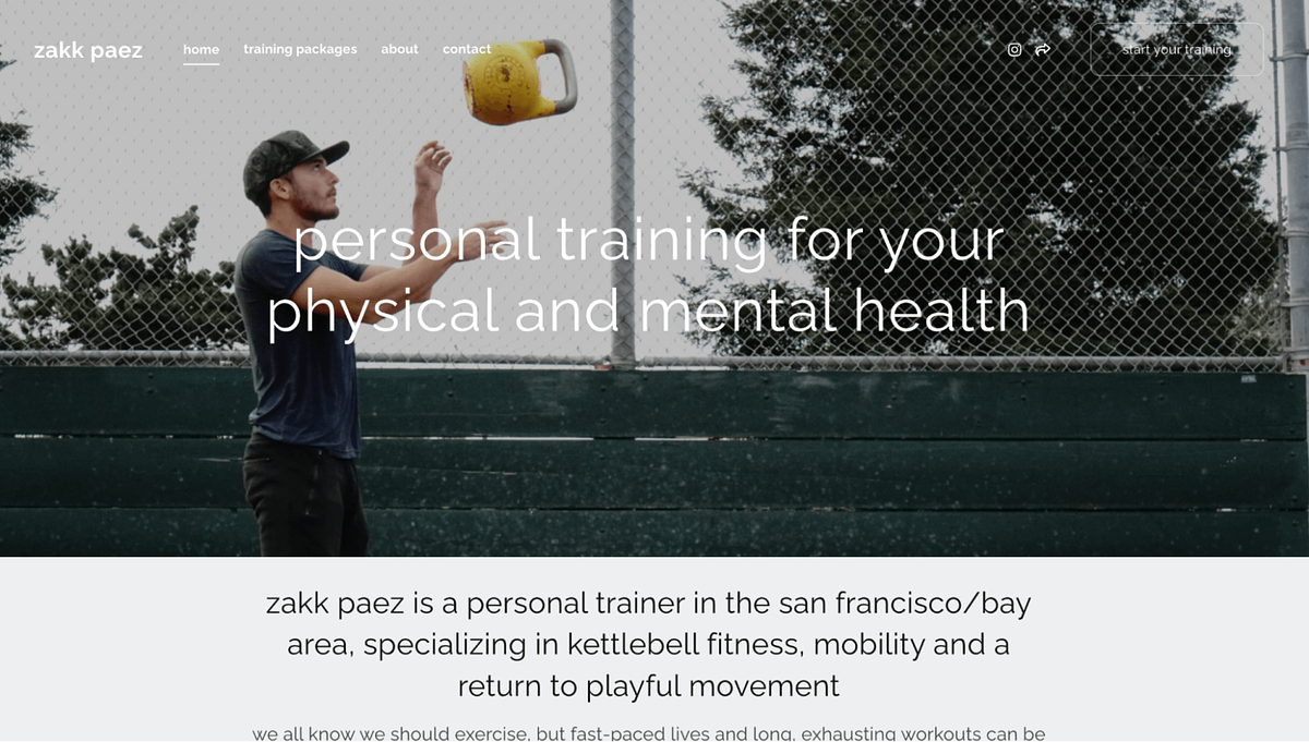 Sito web di personal training di Zakk Paez