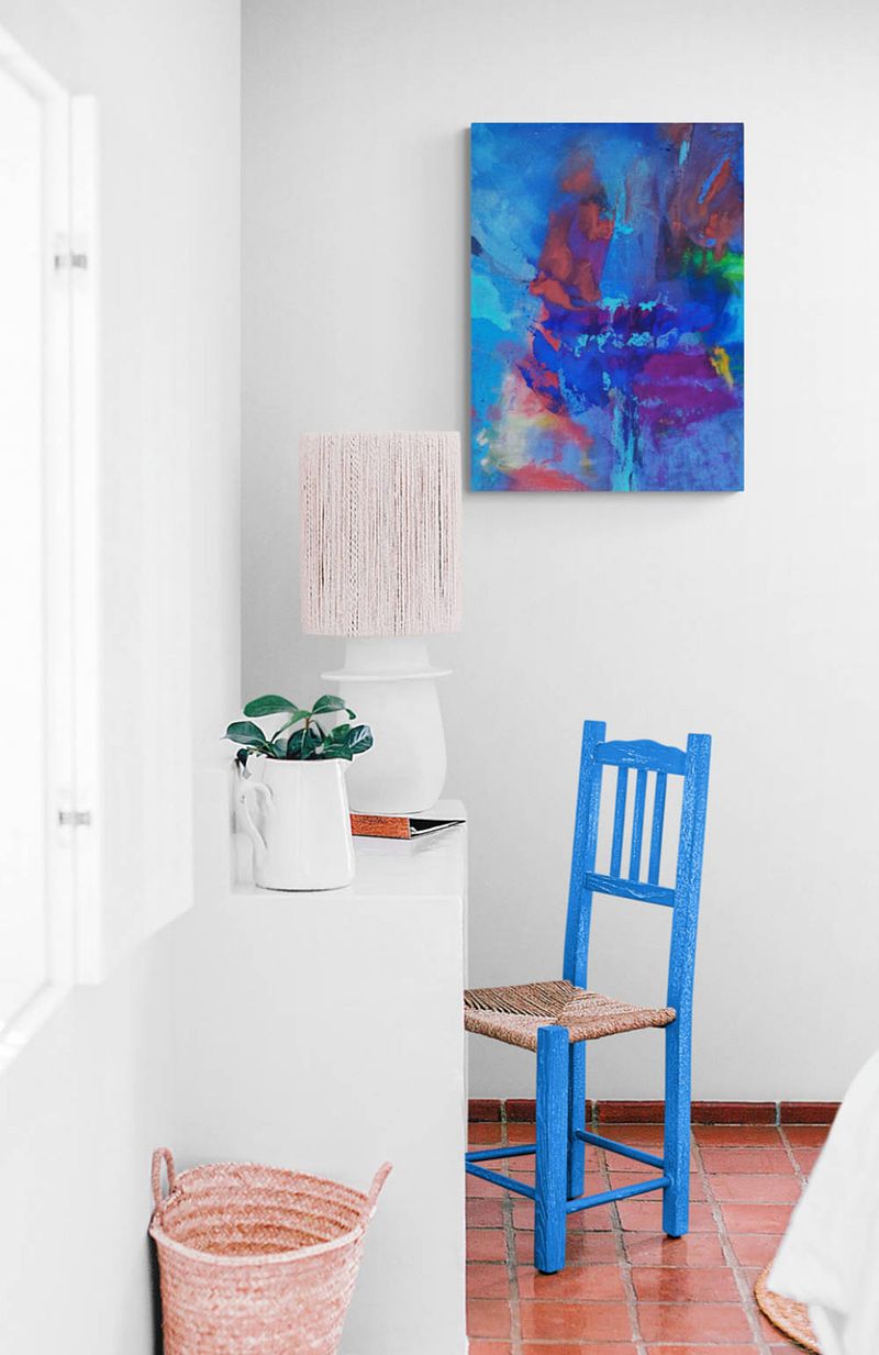 Entre les Mondes, Peinture abstraite bleue