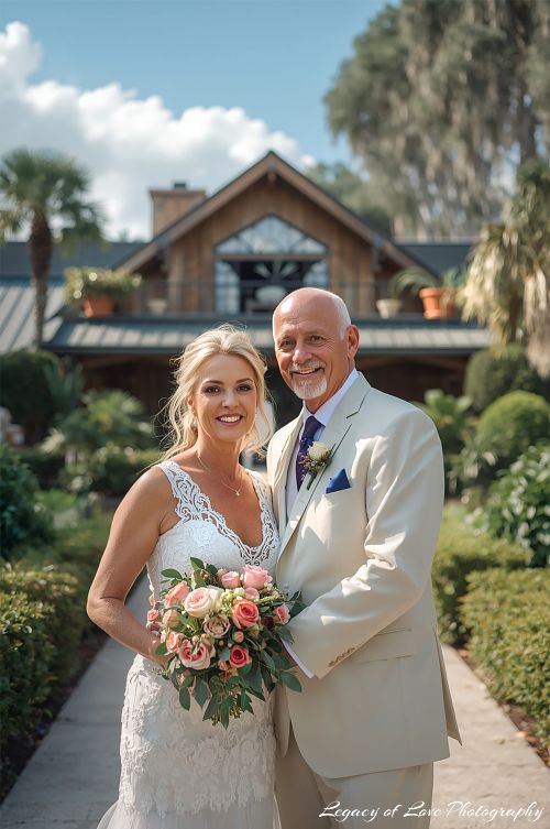 A mature bride and groom sharing a quiet, intimate moment during their second marriage portrait session in a scenic Florida location.