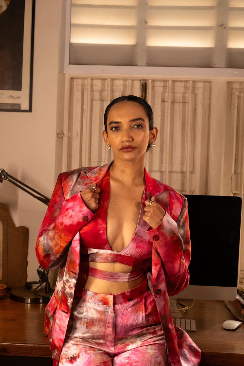 Plunge Wrap Blouse - Scarlet Sky