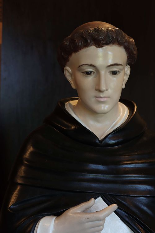Saint Dominic statue torso before repair.