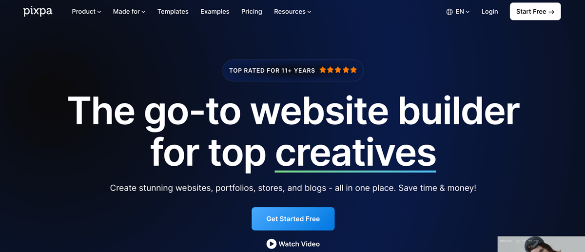 Screenshot von PixpaHomepage