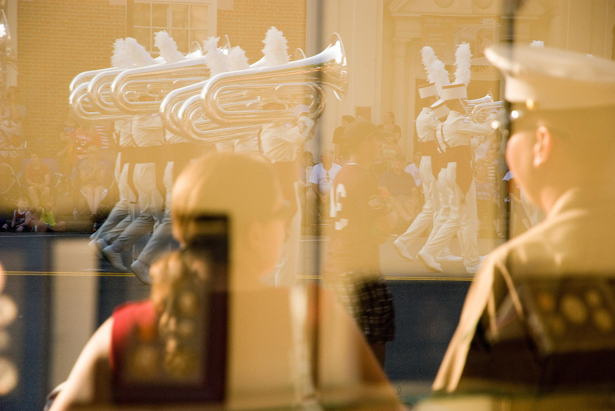 A marching band in a parade