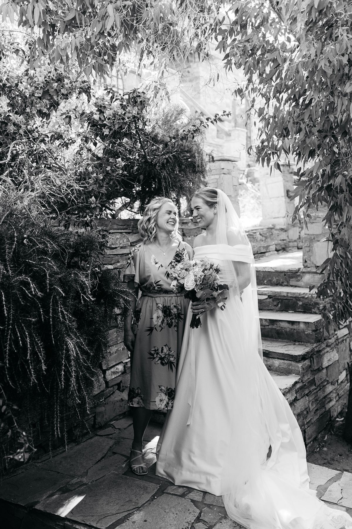 mother and bride together in nature in Arcadia Greece &ndash; emotional wedding moment