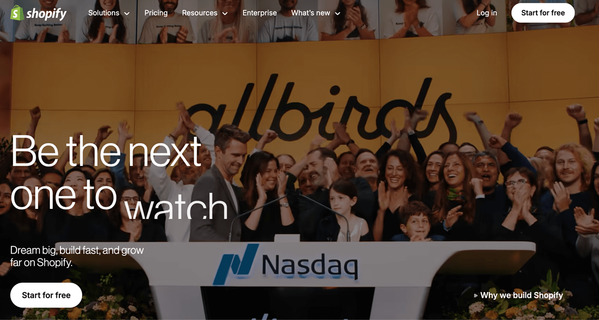 Домашняя страница Shopify