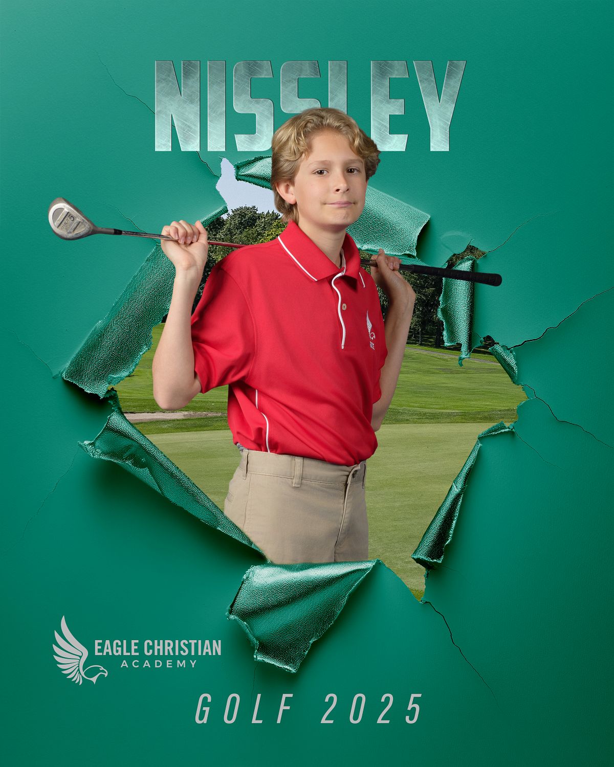Junior high student's golf composite photos of school sports picture day.