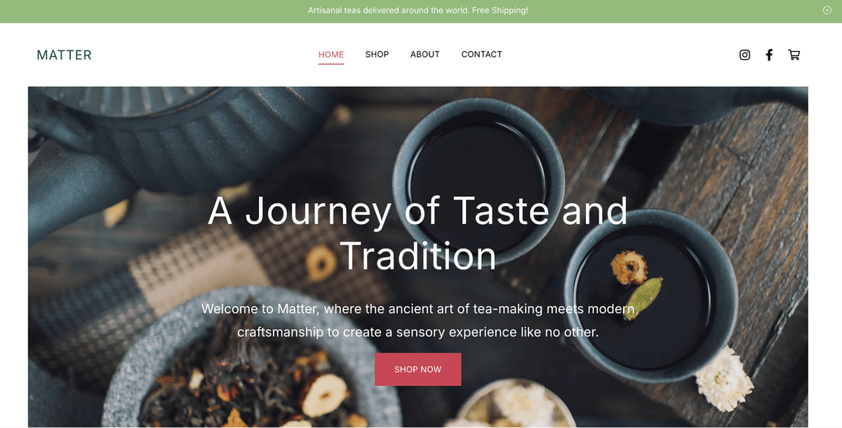 Matter online store website template