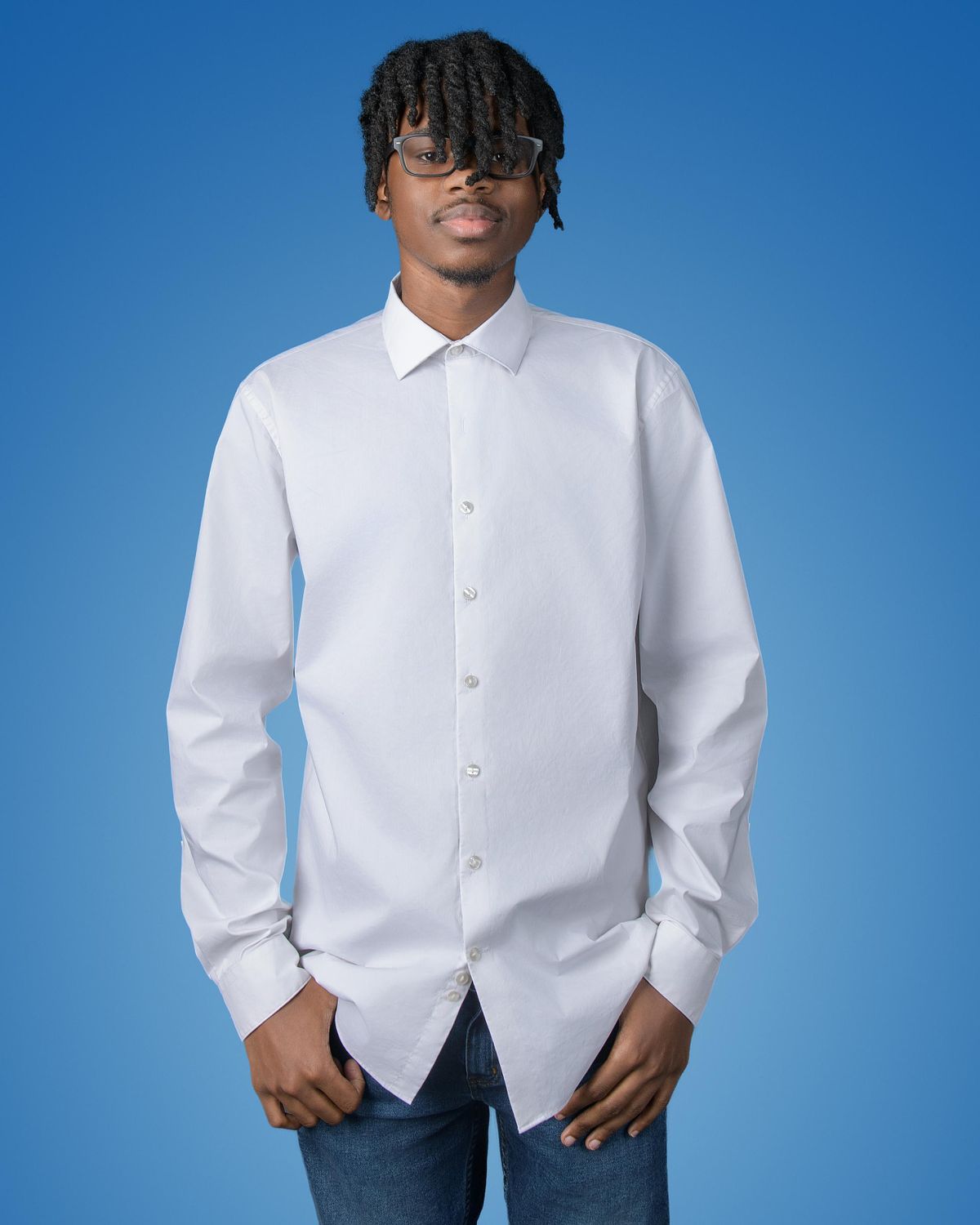 Three-Quarter pose of high school senior's school photography session.