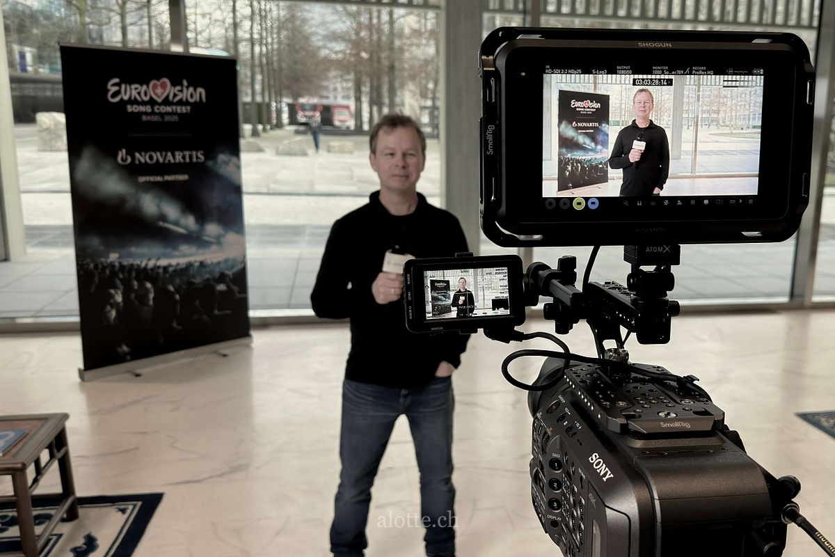 Martin Potter directing a video shoot in Basel for Novartis Eurovision