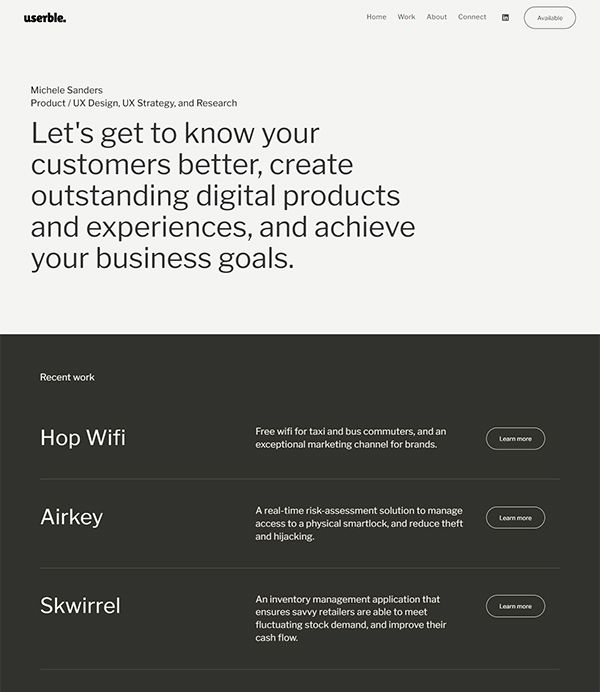 Michele Sanders Portfolio Website Examples