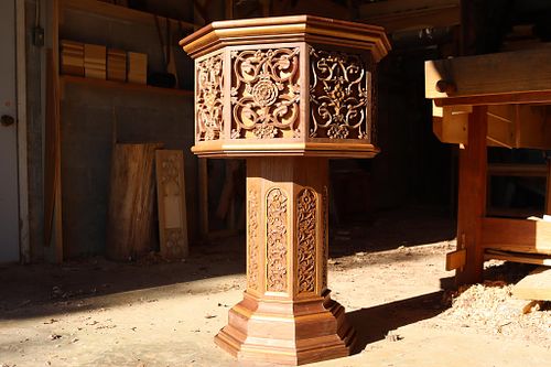 Romanesque revival inspired baptismal font finished and ready for delivery