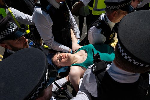 Demonstration in support of proscribed terror group Palestine Action, Parliament Square, London, UK