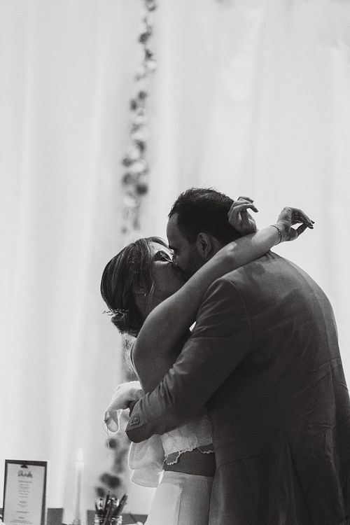 Kissing couple on wedding