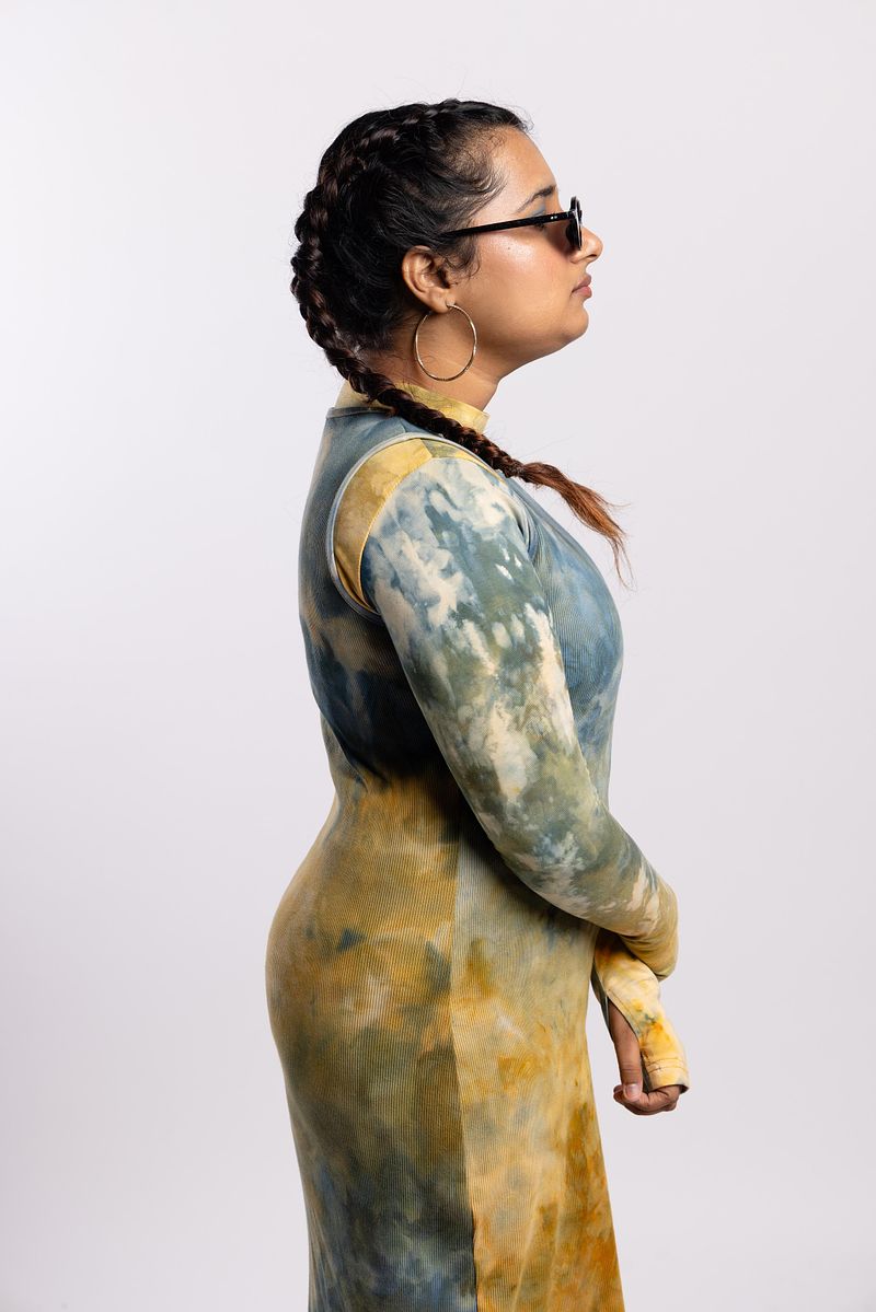 Ribbed Dress Golden Hour (Blue Gold)