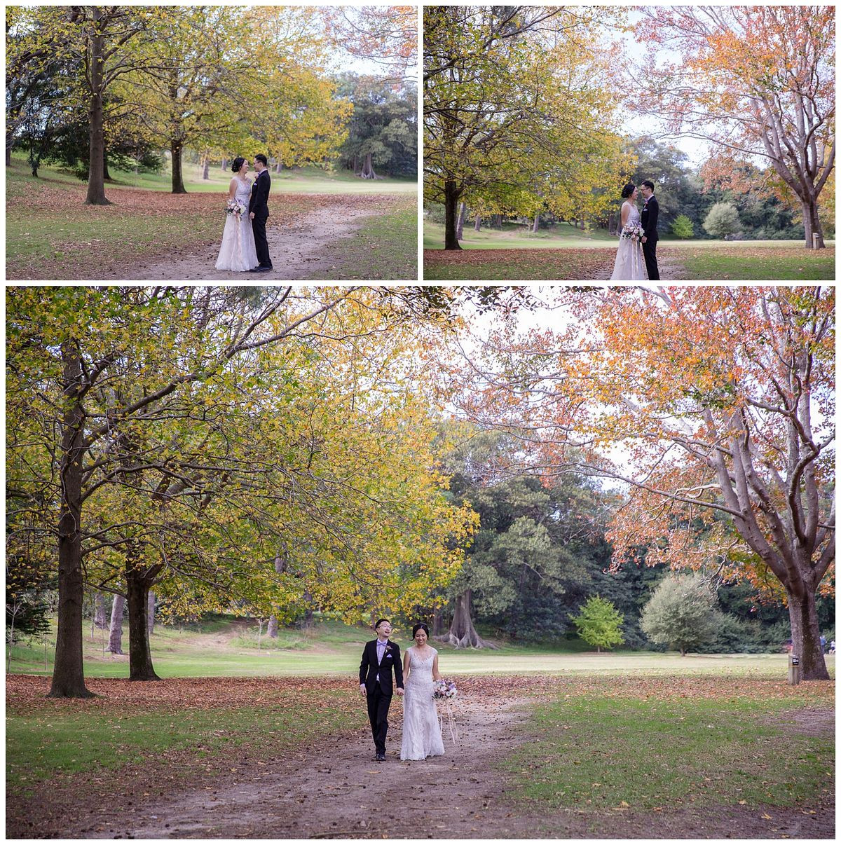 Bridal portraits in autumn at Centennial Park