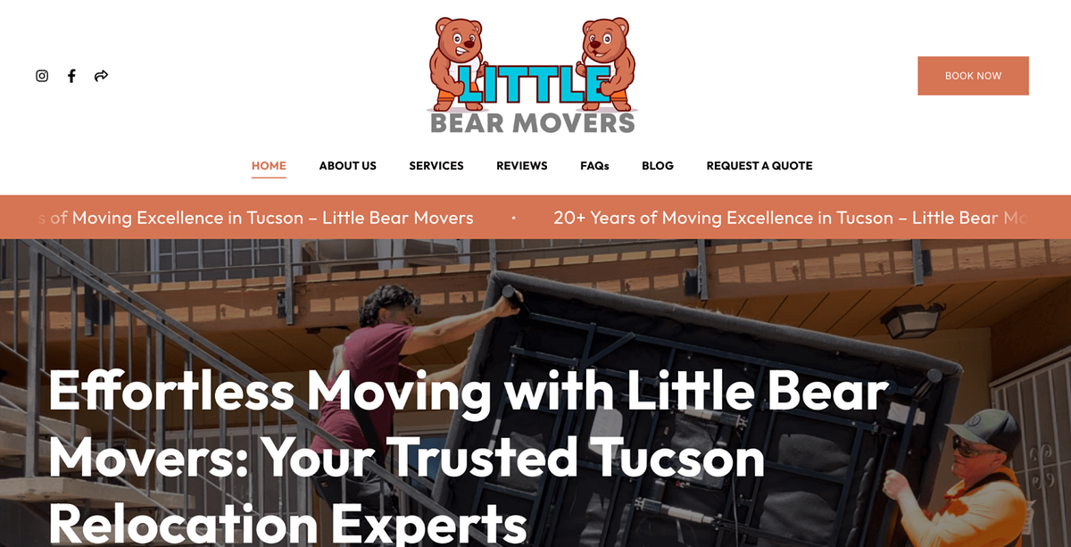 Site de pequenas empresas da Little Bear Movers