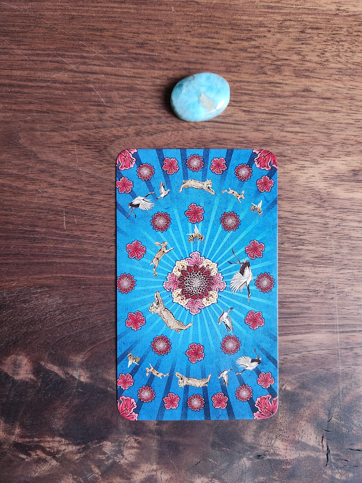 Animal Totem Tarot Card and Larimar Cabochon