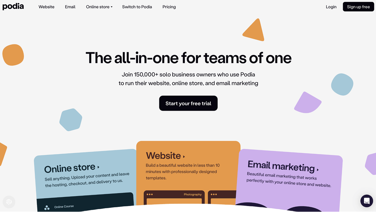 Изображение домашней страницы Podia