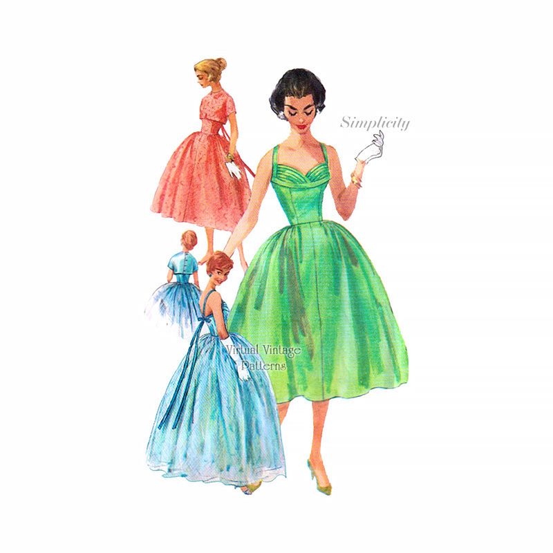 sachin and babi light blue dress 1950s Party Dress Pattern with Jacket, Simplicity 1848