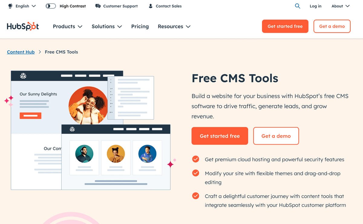 Imagen de la herramienta CMS de HubSpot