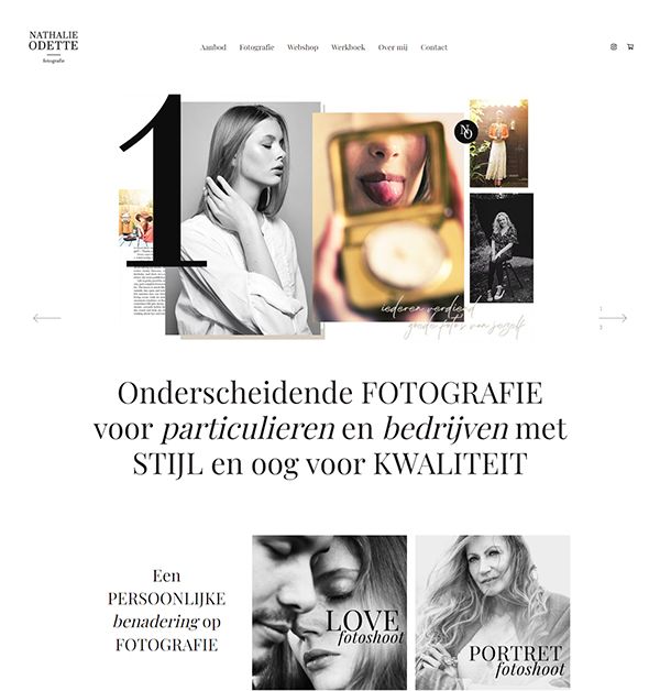 Voorbeelden van portfoliowebsites van Nathalie Odette